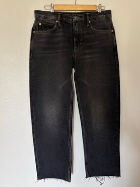 We The Free Black Washed Straight-Leg Jeans